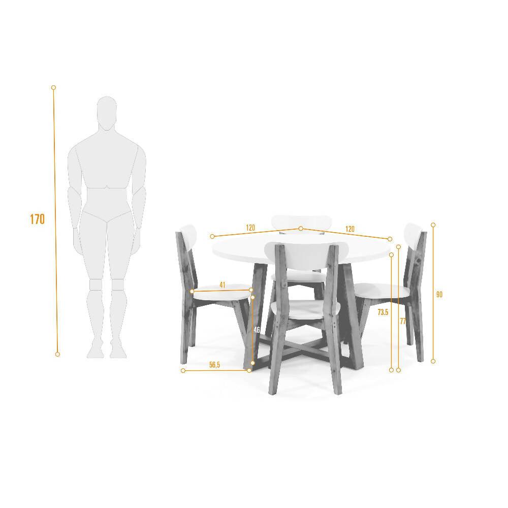 Comedor 4 Puestos Maine con Sillas Sidney Blanco