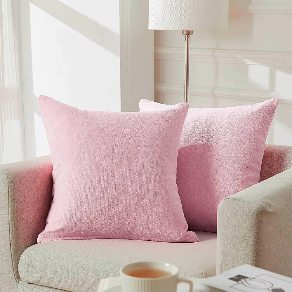 Cojin X2 Decorativo Cuadrado En Tela Rosado - VIRTUAL MUEBLES
