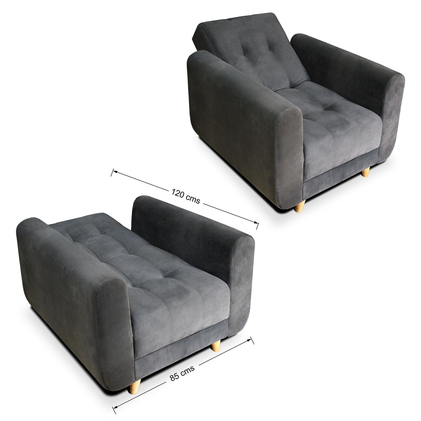 Sala Clic Clac Archer tela gris - VIRTUAL MUEBLES