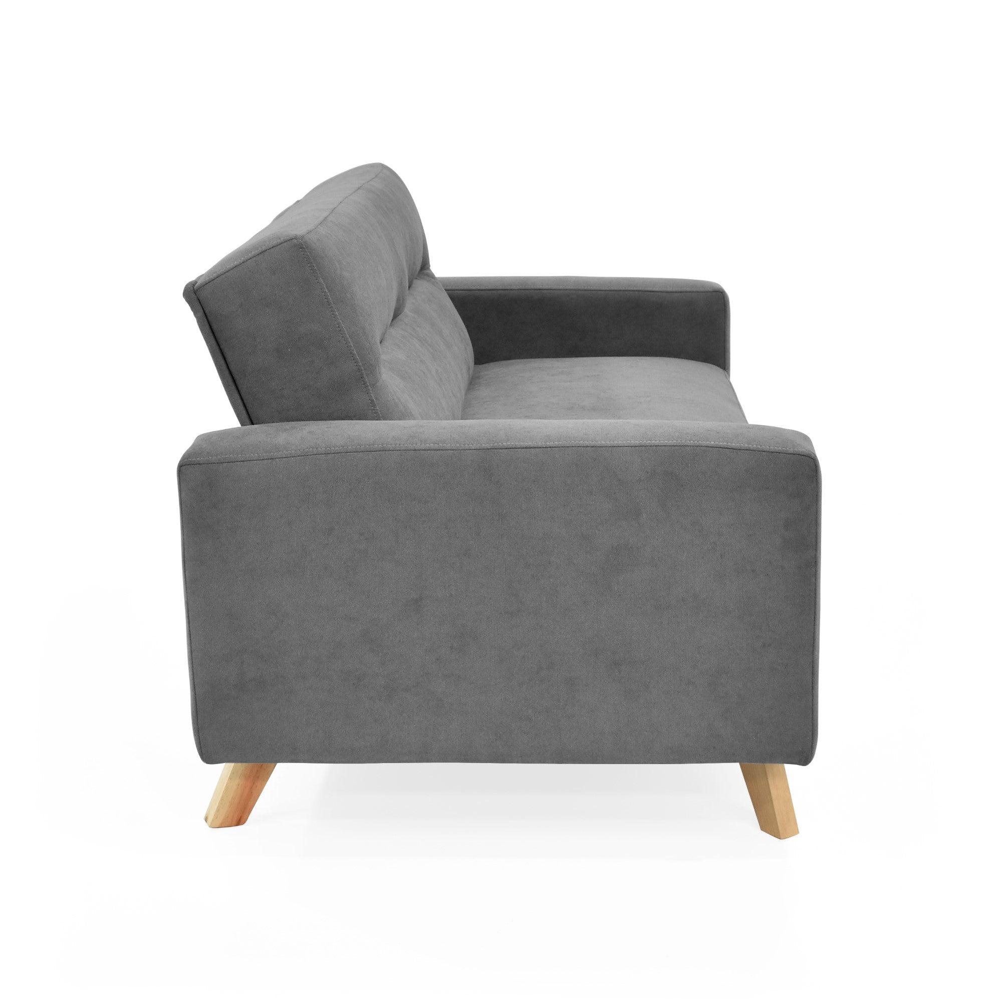 Sofa 2 Puestos Barza Tela Gris - VIRTUAL MUEBLES