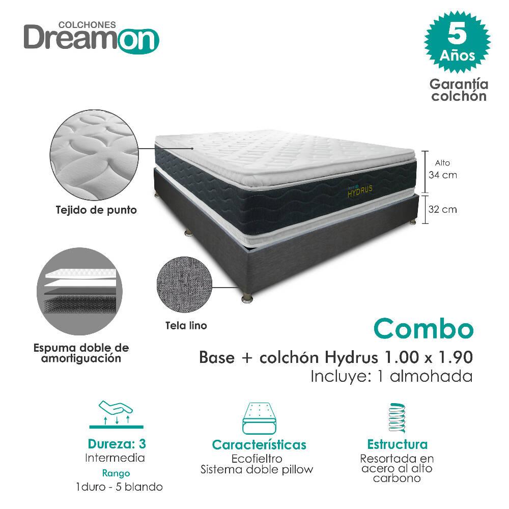 Colchón Con Base Dreamon Hydrus Sencillo Intermedio - VIRTUAL MUEBLES