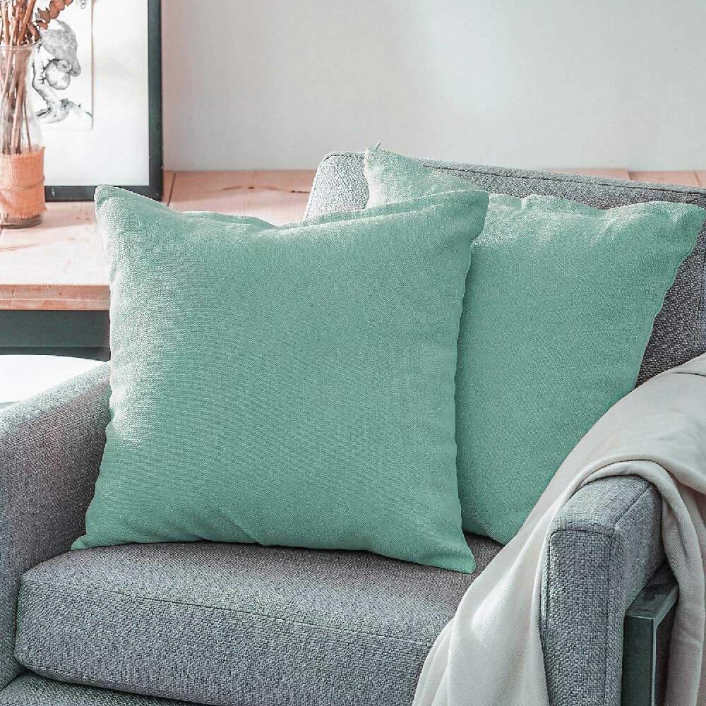 Funda X2 Cojines Decorativos Cuadrados En Tela Menta - VIRTUAL MUEBLES