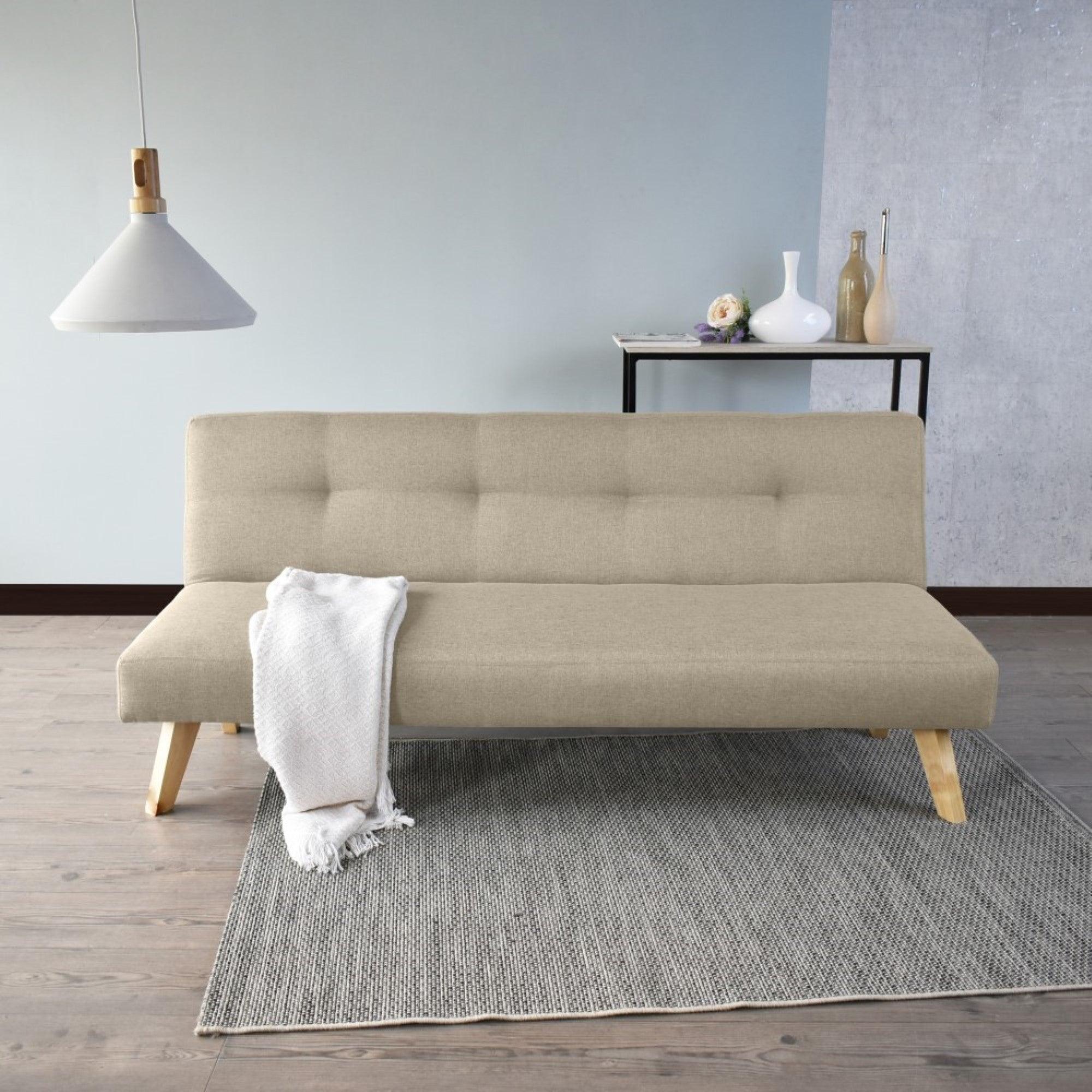 Futon London 3 Posiciones Tela Poliester Beige - VIRTUAL MUEBLES
