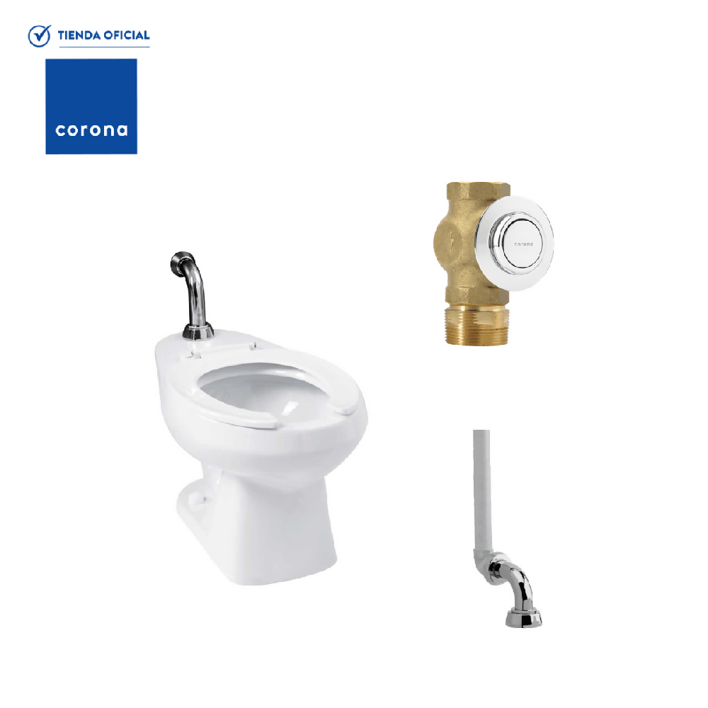 Kit Taza Báltica Plus Entrada Superior Válvula Push Empotrar - VIRTUAL MUEBLES