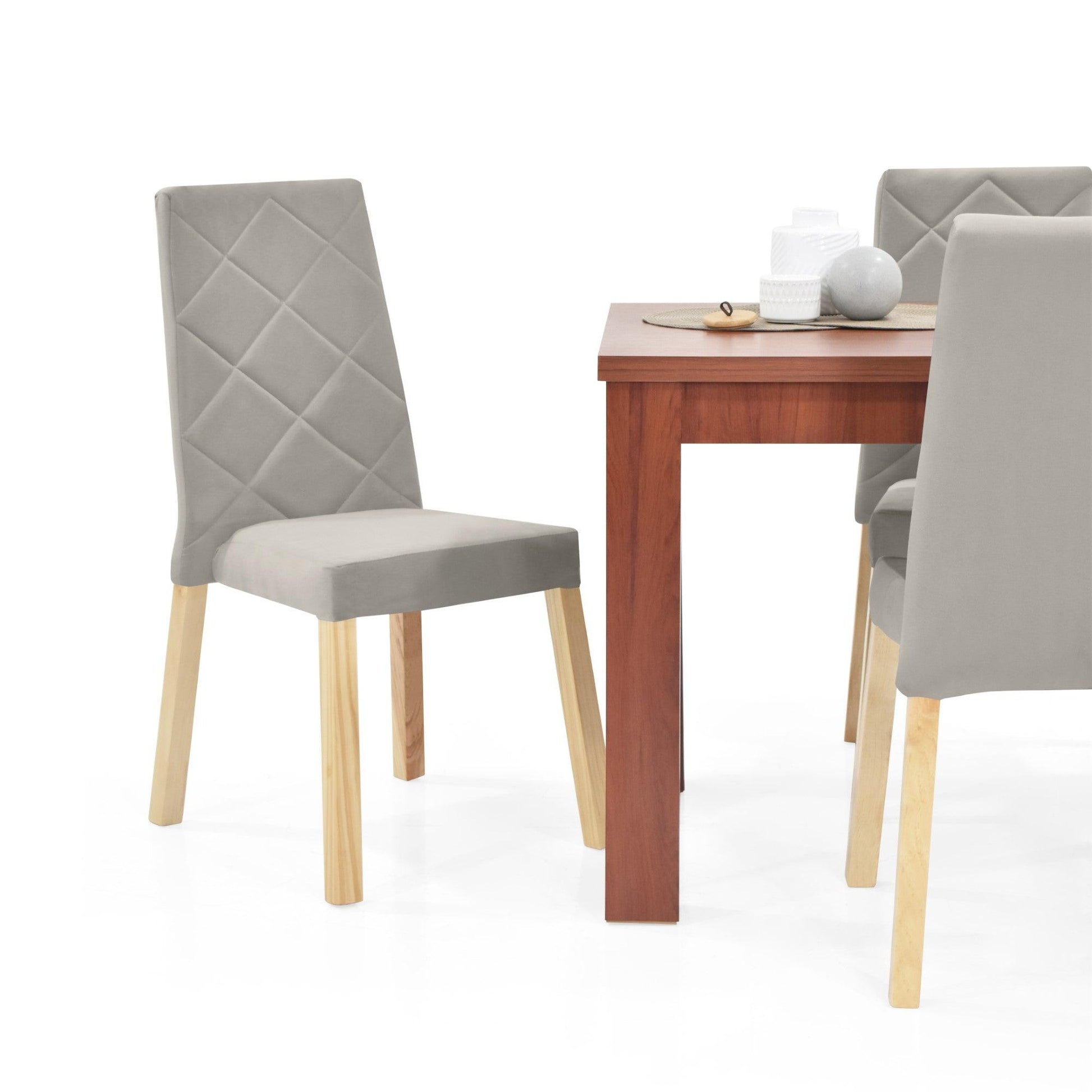Juego de Comedor 4P Merida Cedro Sillas Liverpool Tela Taupe - VIRTUAL MUEBLES