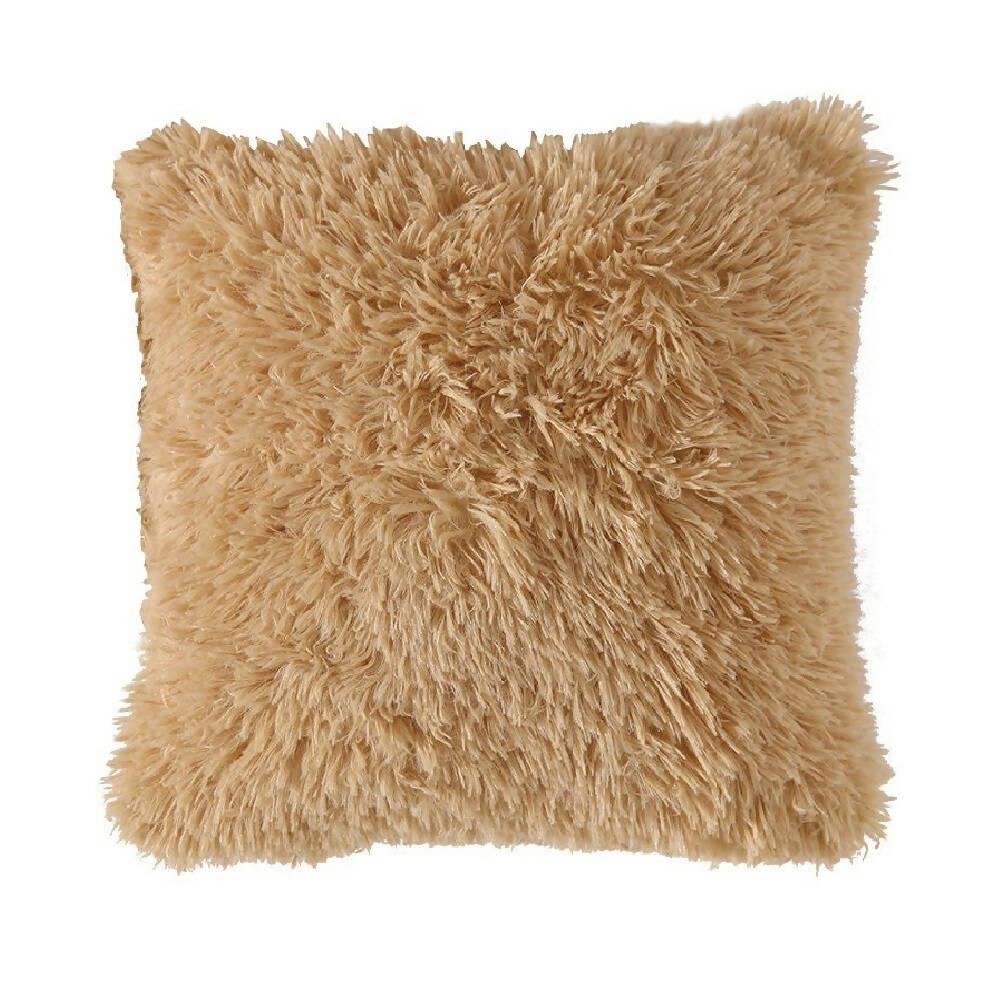 COJÍN DECORATIVO PELUDO CAMEL - VIRTUAL MUEBLES