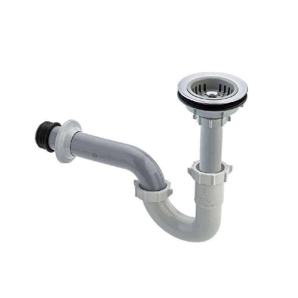 Canastilla Grival 4 Pulgadas Cromada + Sifón En P - VIRTUAL MUEBLES