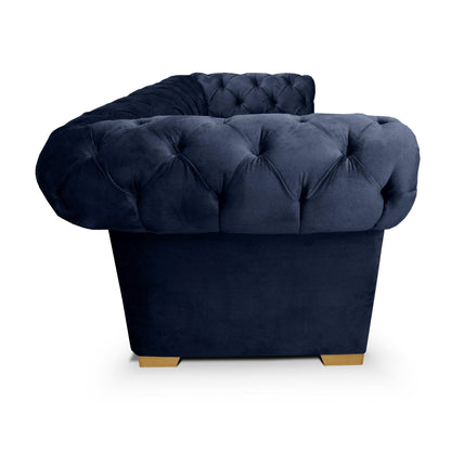 Sofá Chesterfield 3 puestos tela azul