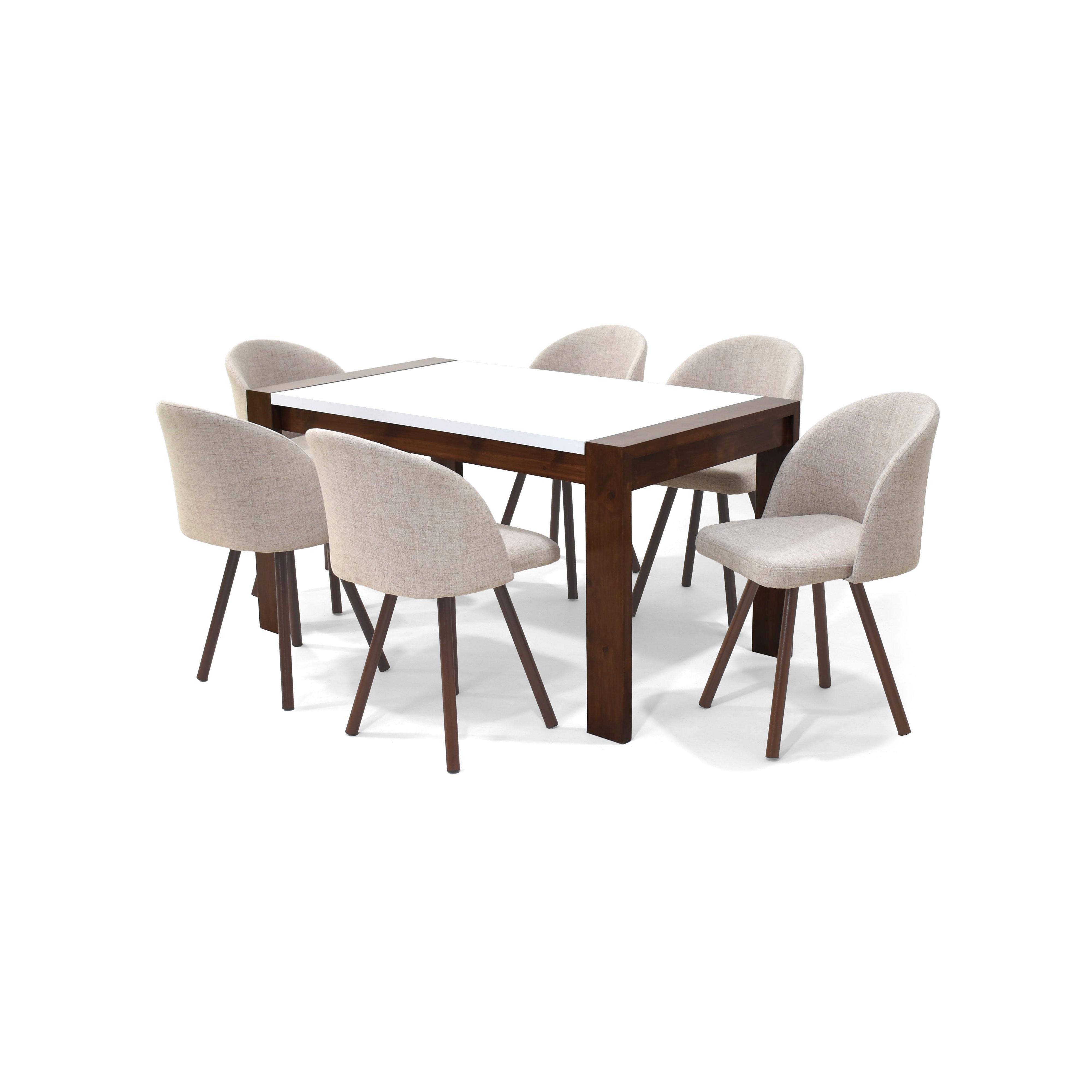 Comedor Arkansas 6 Puestos Sillas Sevilla Tela Trigo