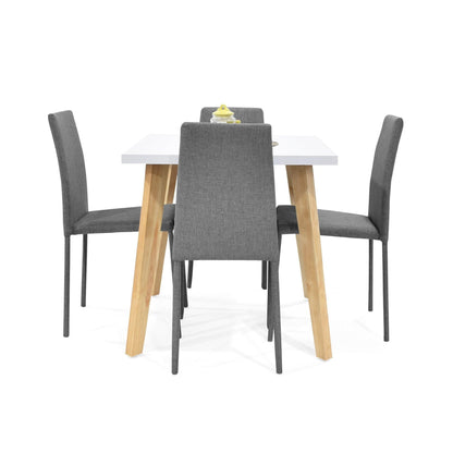 Juego de Comedor 4P Lyon Sillas Lyon Tela Gris - VIRTUAL MUEBLES