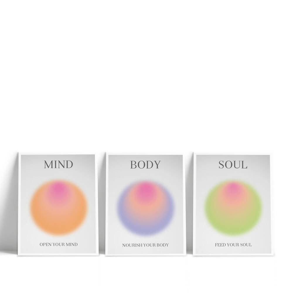 Tríptico Mind Body Soul 37 cm × 50 cm