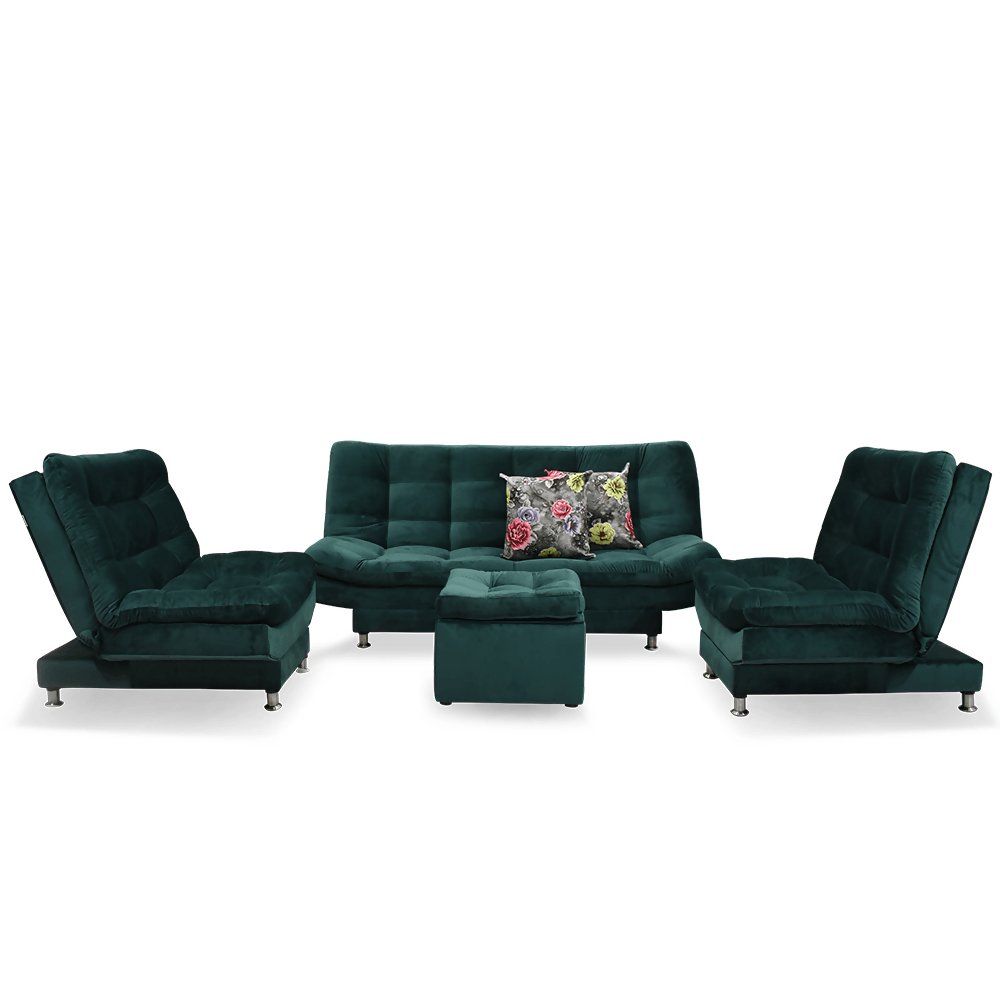 Sala moltochic verde poliéster - VIRTUAL MUEBLES