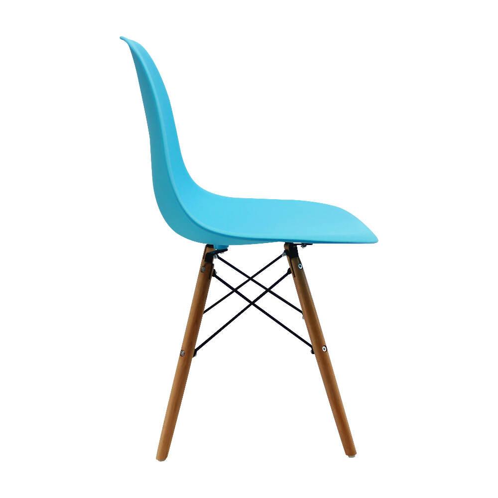 Kit por 4 sillas Eames Patas En Madera para comedor, sala, restaurante - Azul - VIRTUAL MUEBLES