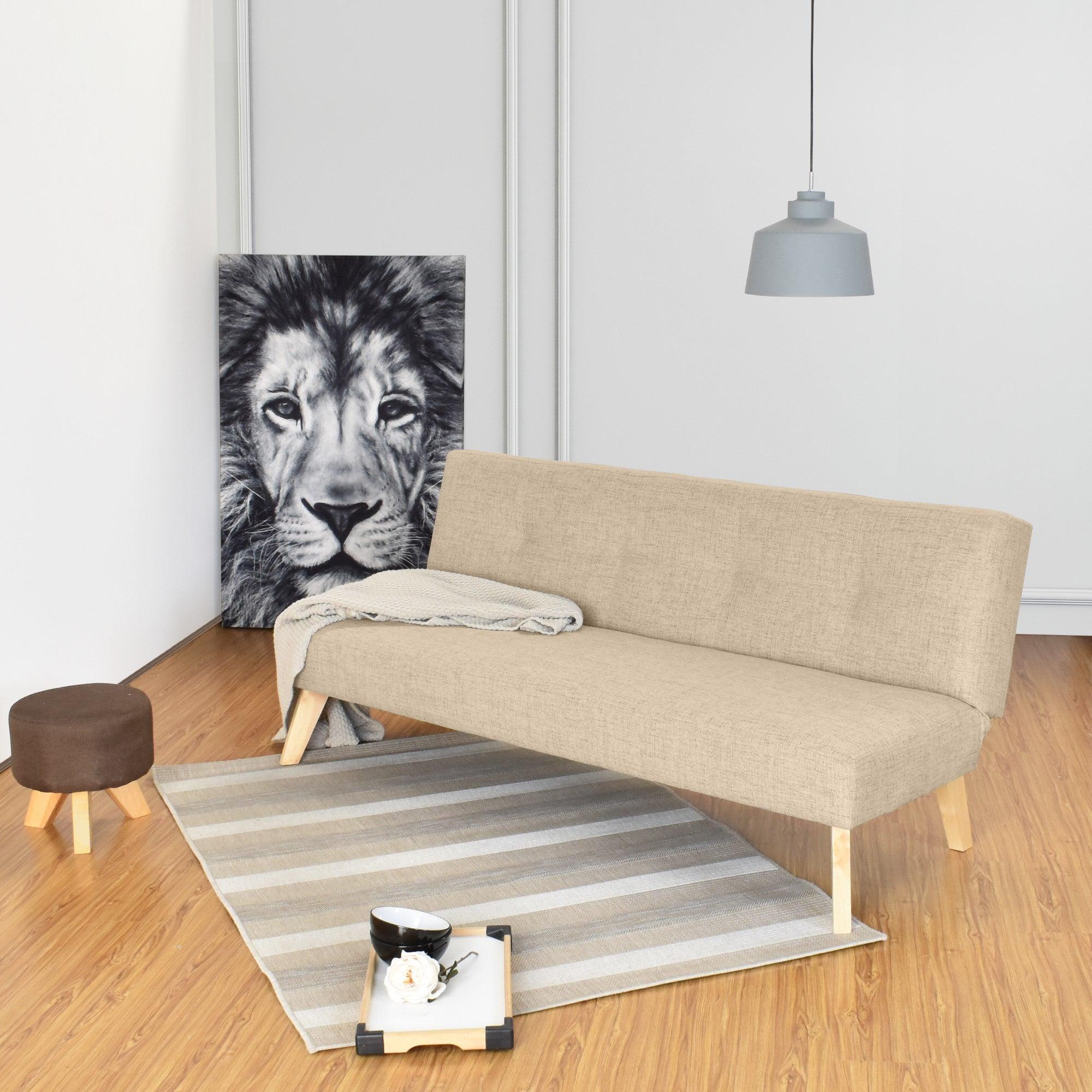 Futon London 3 Posiciones Tela Beige - VIRTUAL MUEBLES