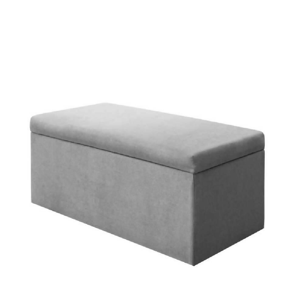 Puff Baúl Auxiliar Tela Tapa Lisa Gris - VIRTUAL MUEBLES