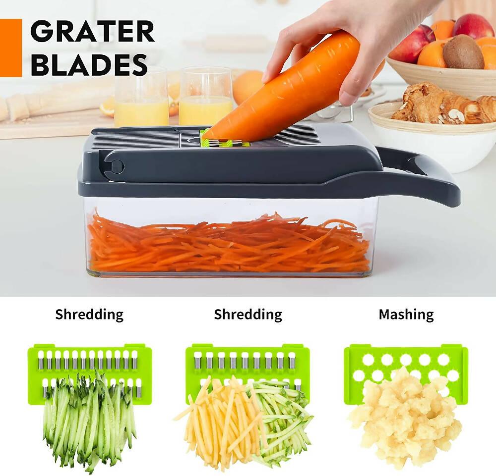 Cortador Picador Rallador Mandolina Verduras Ayudante 12 En 1 - VIRTUAL MUEBLES