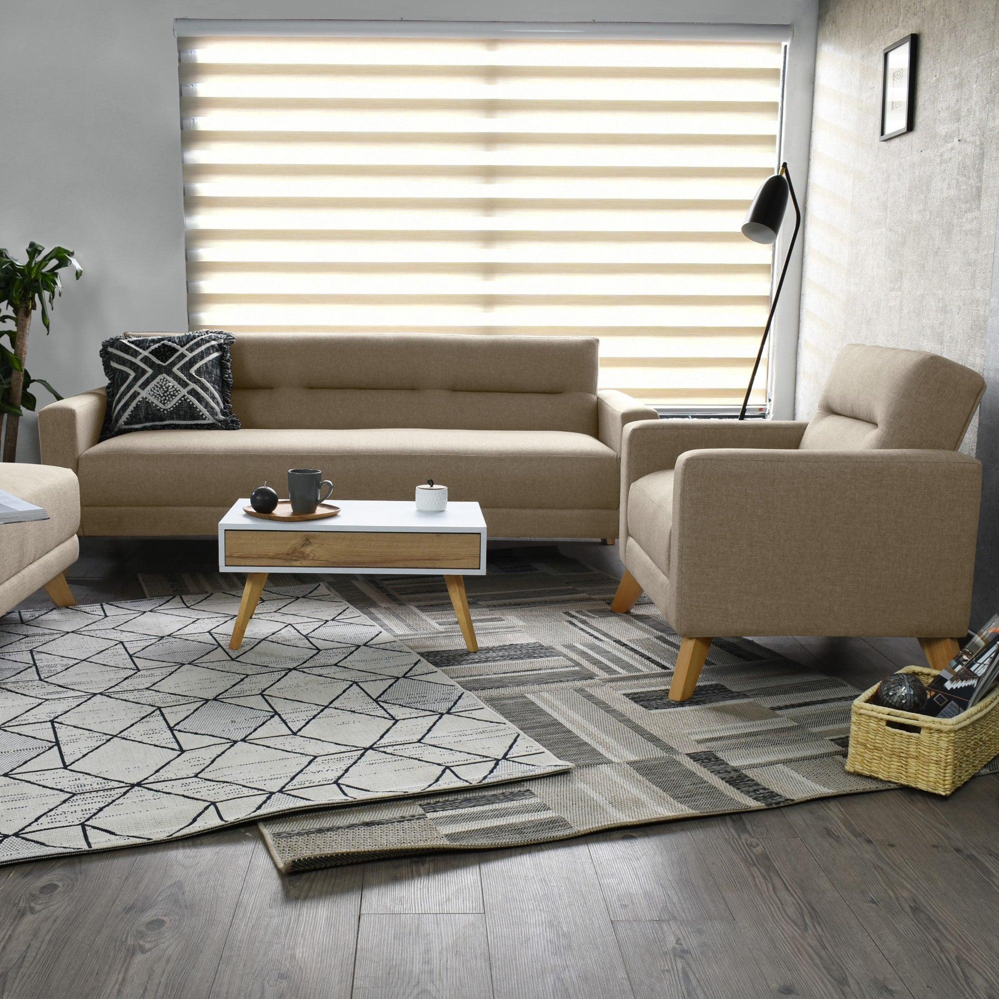 Sofa Cama Sion 3 Posiciones Tela Poliester Beige - VIRTUAL MUEBLES