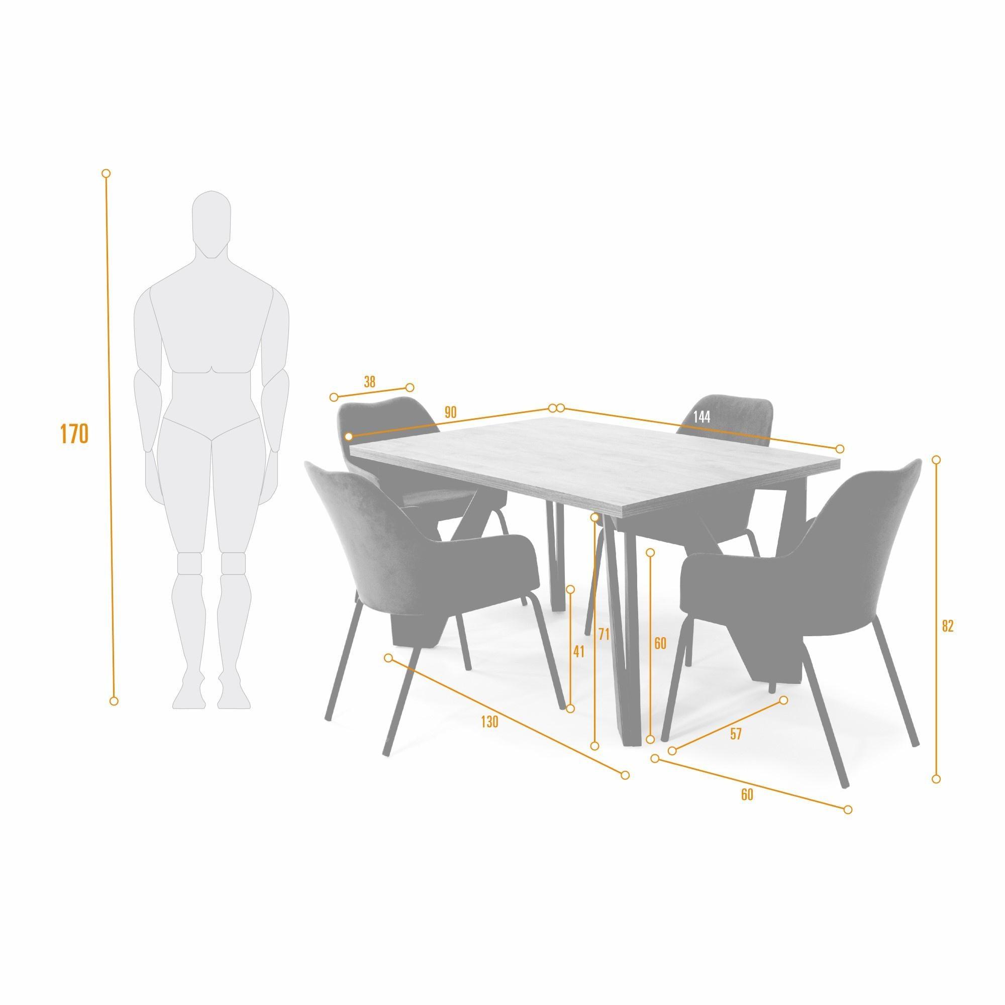 Juego de Comedor Brixton 4 Puestos con Sillas Mendoza Tela Azul