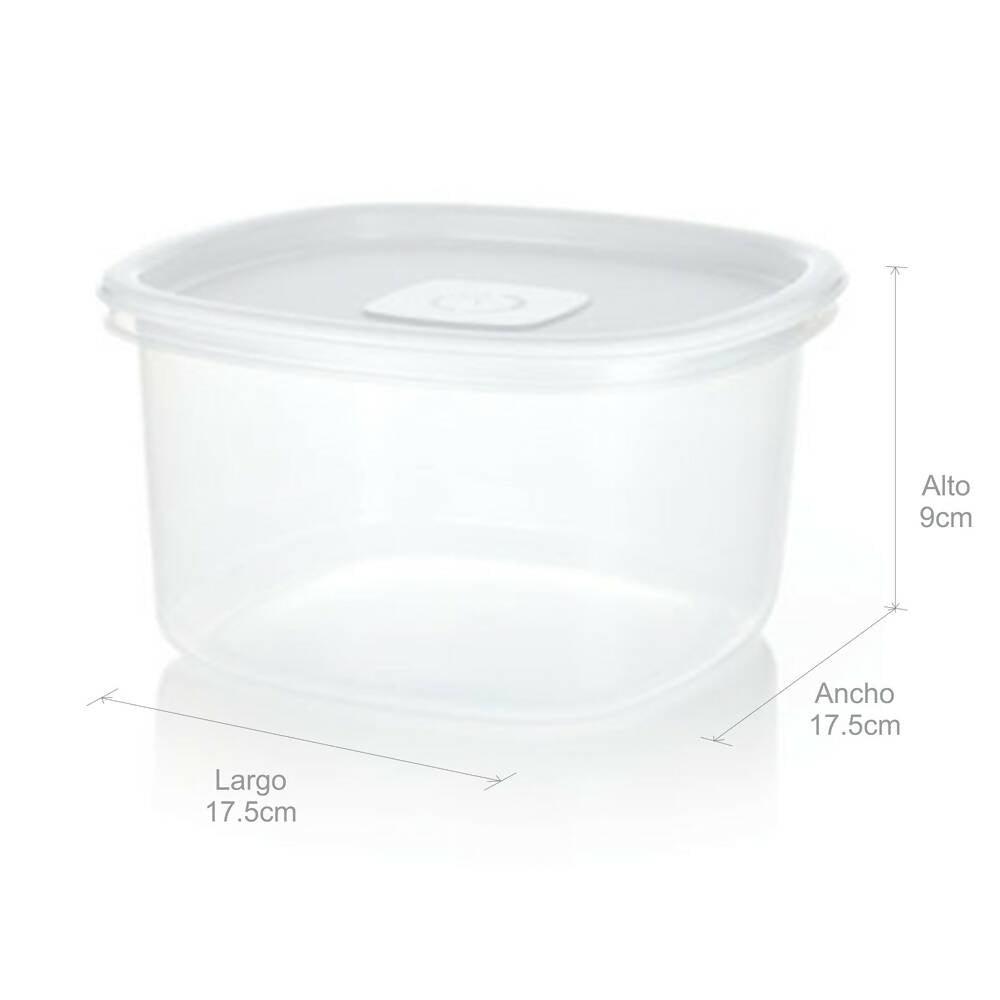 Recipiente Plus Cuadrado 1.5L Blanco - VIRTUAL MUEBLES