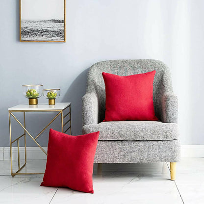Funda X2 Cojines Decorativos Cuadrados En Tela Rojo - VIRTUAL MUEBLES