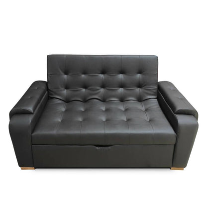 Sofacama Multifuncional Vignelli Tipo Cuero Negro - VIRTUAL MUEBLES