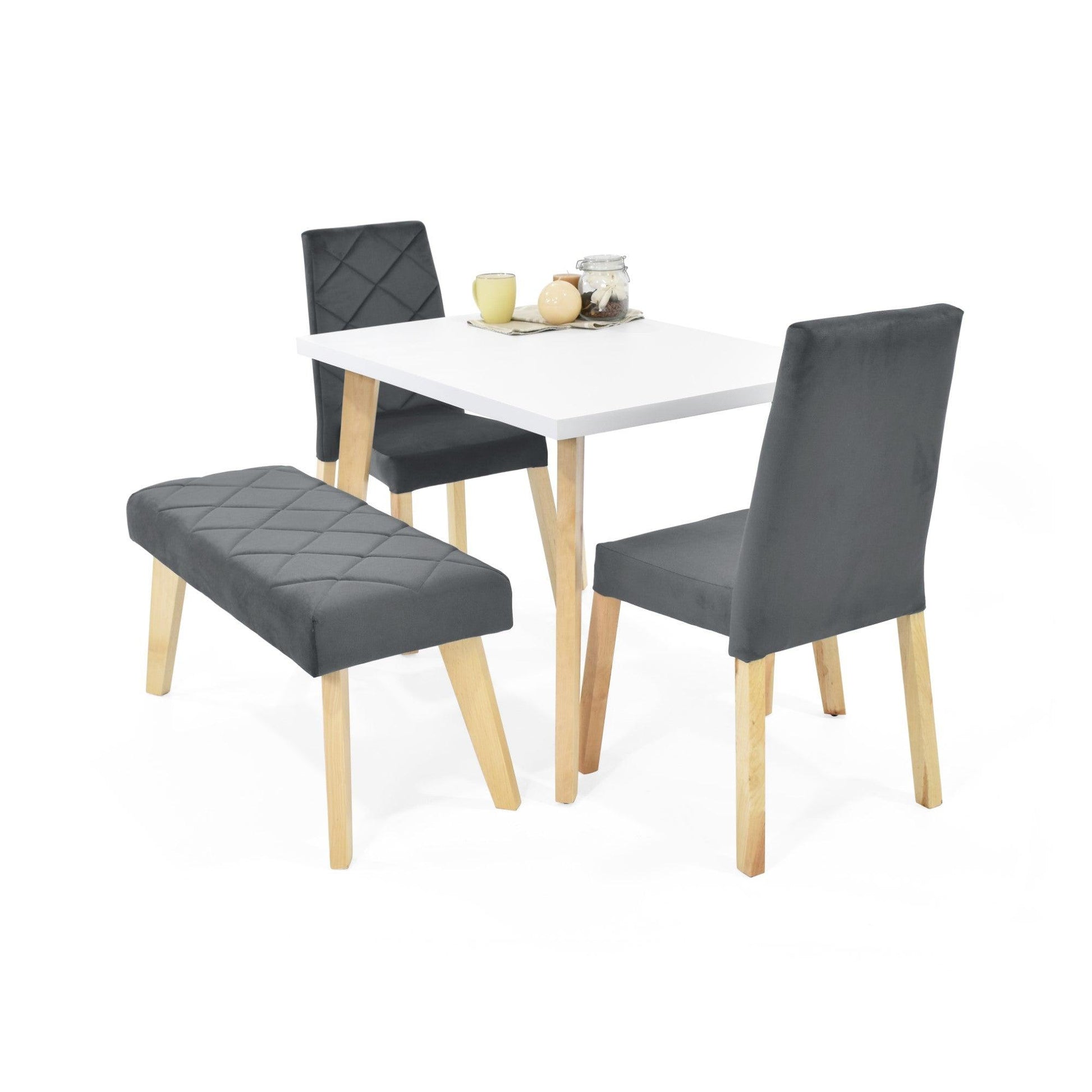 Juego de Comedor 4P Lugo Matiz Con Butaco Liverpool Tela Gris - VIRTUAL MUEBLES