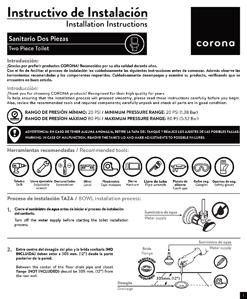 Sanitario Corona Manantial Pro Redondo Negro - VIRTUAL MUEBLES