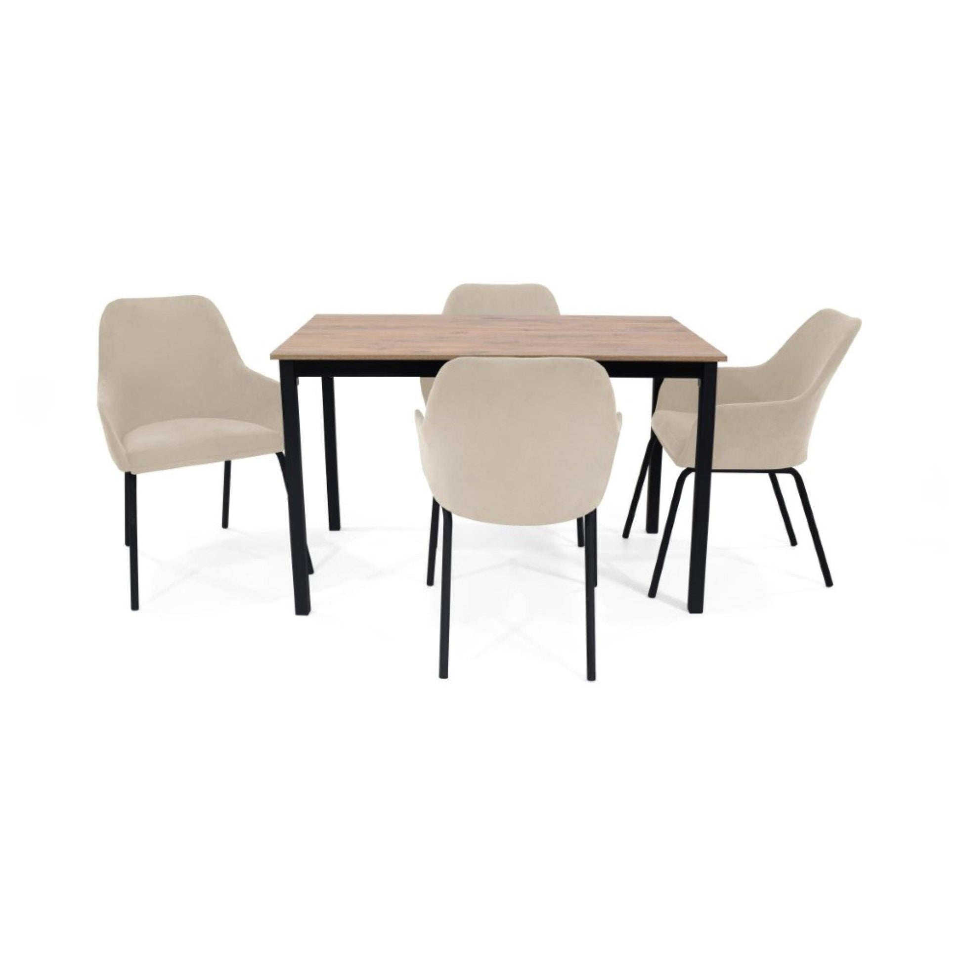 Comedor 4P Orion con Sillas Mendoza Tela Taupe - VIRTUAL MUEBLES