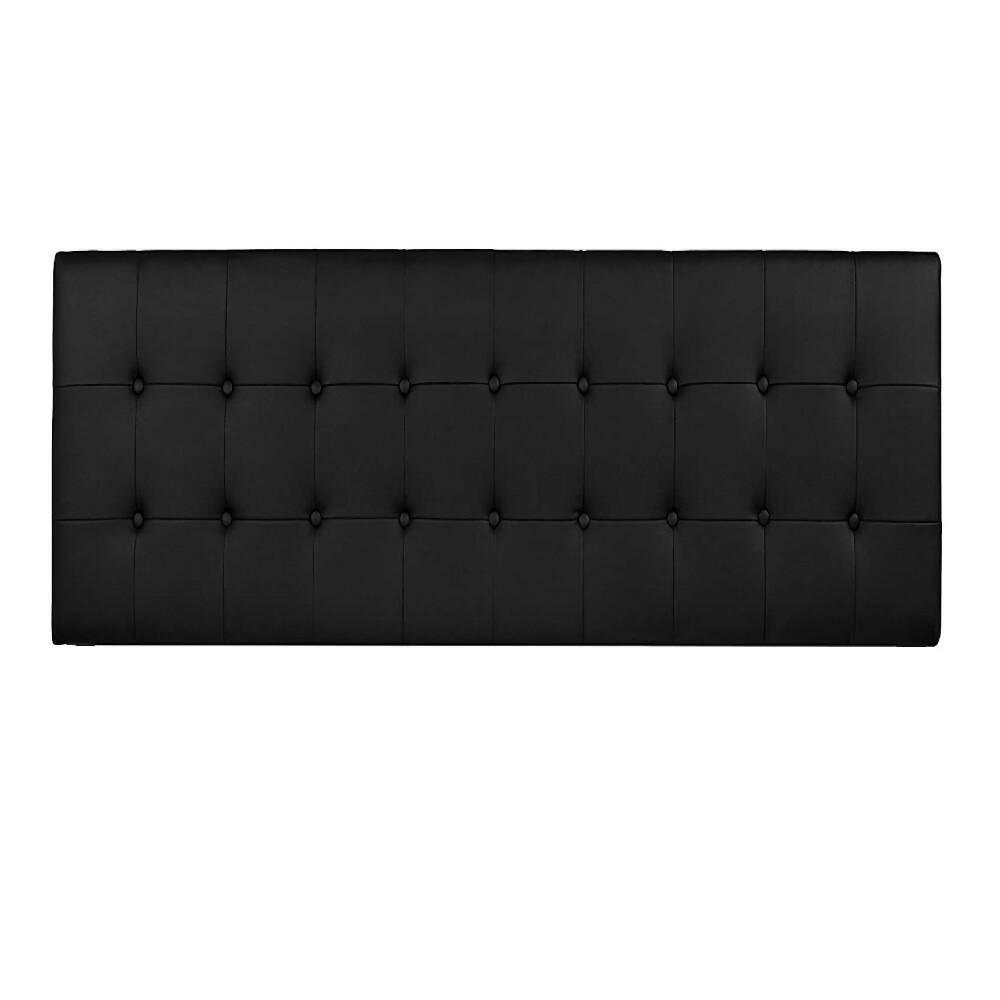 Cabecero Tapizado Base Cama King Cuadros Negro - VIRTUAL MUEBLES