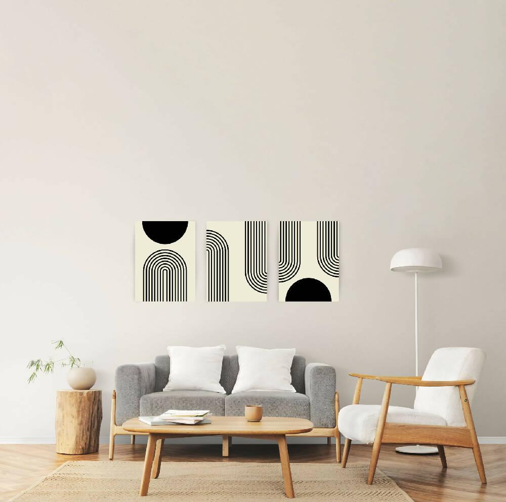 Retablo Tríptico Black Dots - VIRTUAL MUEBLES