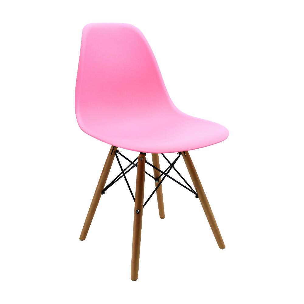 Silla Eames Patas En Madera para comerdor, sala, restaurante - Rosada - VIRTUAL MUEBLES