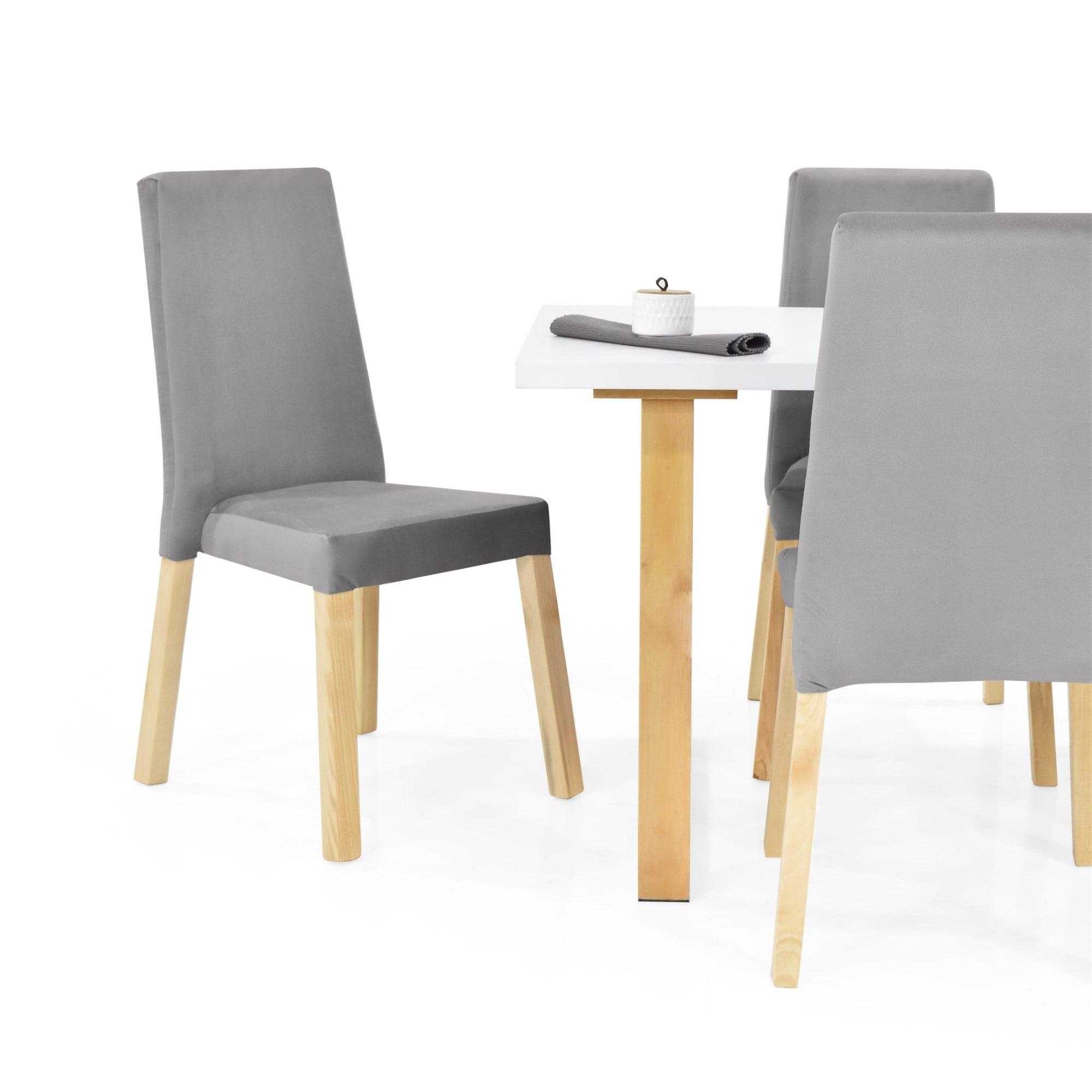 Juego de Comedor 4P Andara Sillas Galicia Tela Plata - VIRTUAL MUEBLES