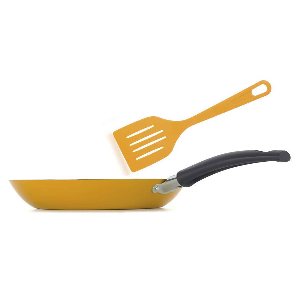 Sartén con Espátula Aspiración 20 cm Amarillo - VIRTUAL MUEBLES