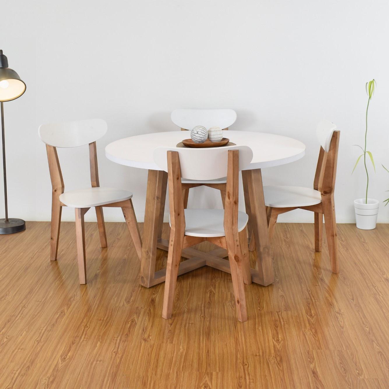 Comedor 4 Puestos Maine con Sillas Sidney Blanco