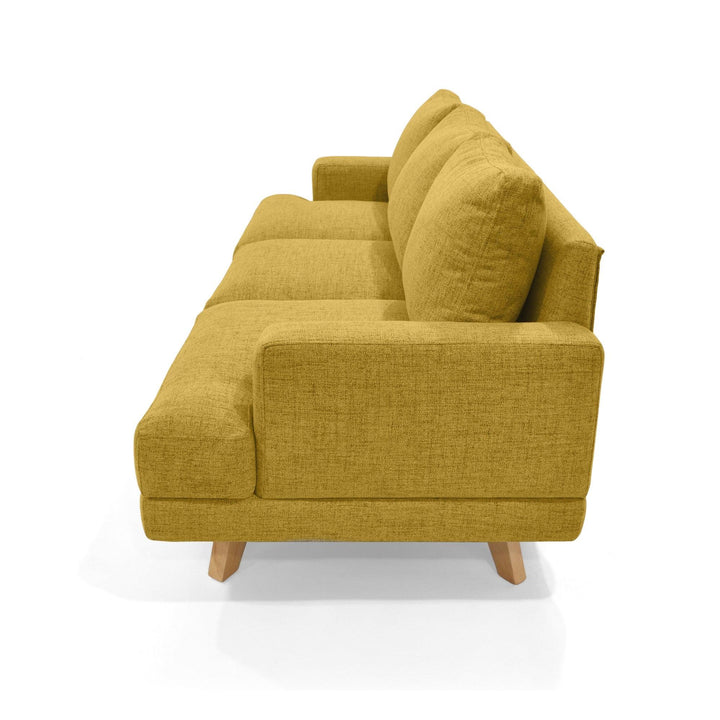Sofa 3P Lisboa Tela Poliester Mostaza - VIRTUAL MUEBLES