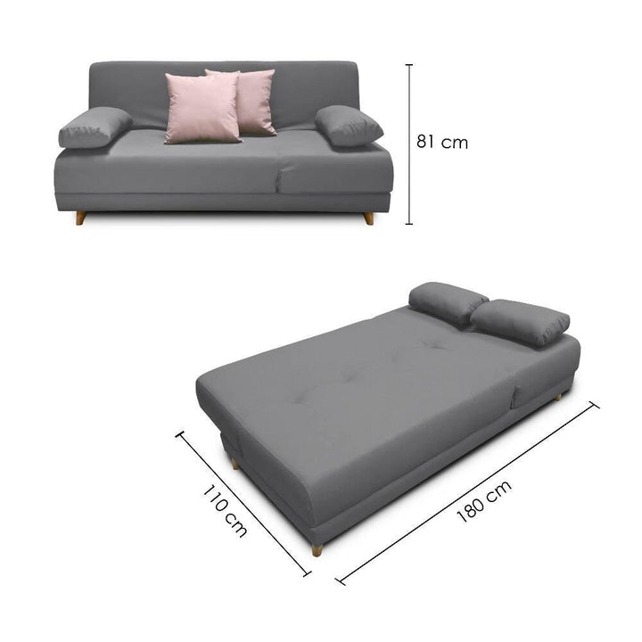 Sofa Cama Tolini en gris - VIRTUAL MUEBLES