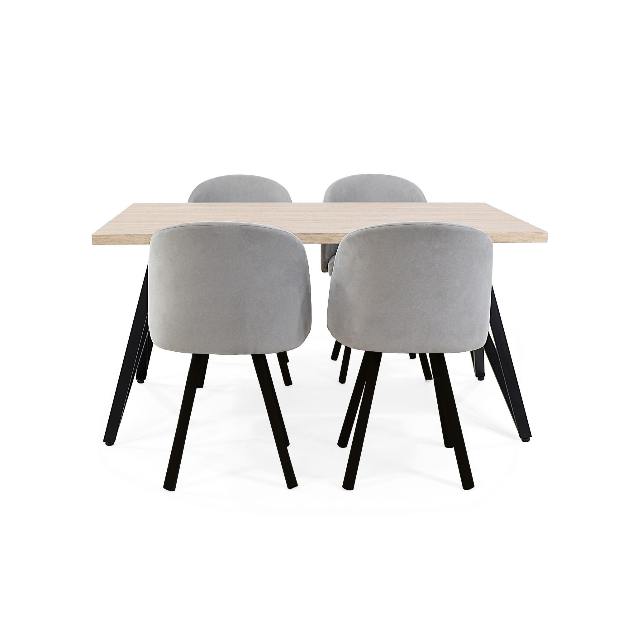 Comedor 4 Puestos Malaga Silla Sevilla Tela Plata
