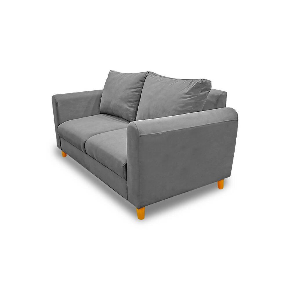 Sofá Prato Zulia poliéster gris y patas de madera - VIRTUAL MUEBLES
