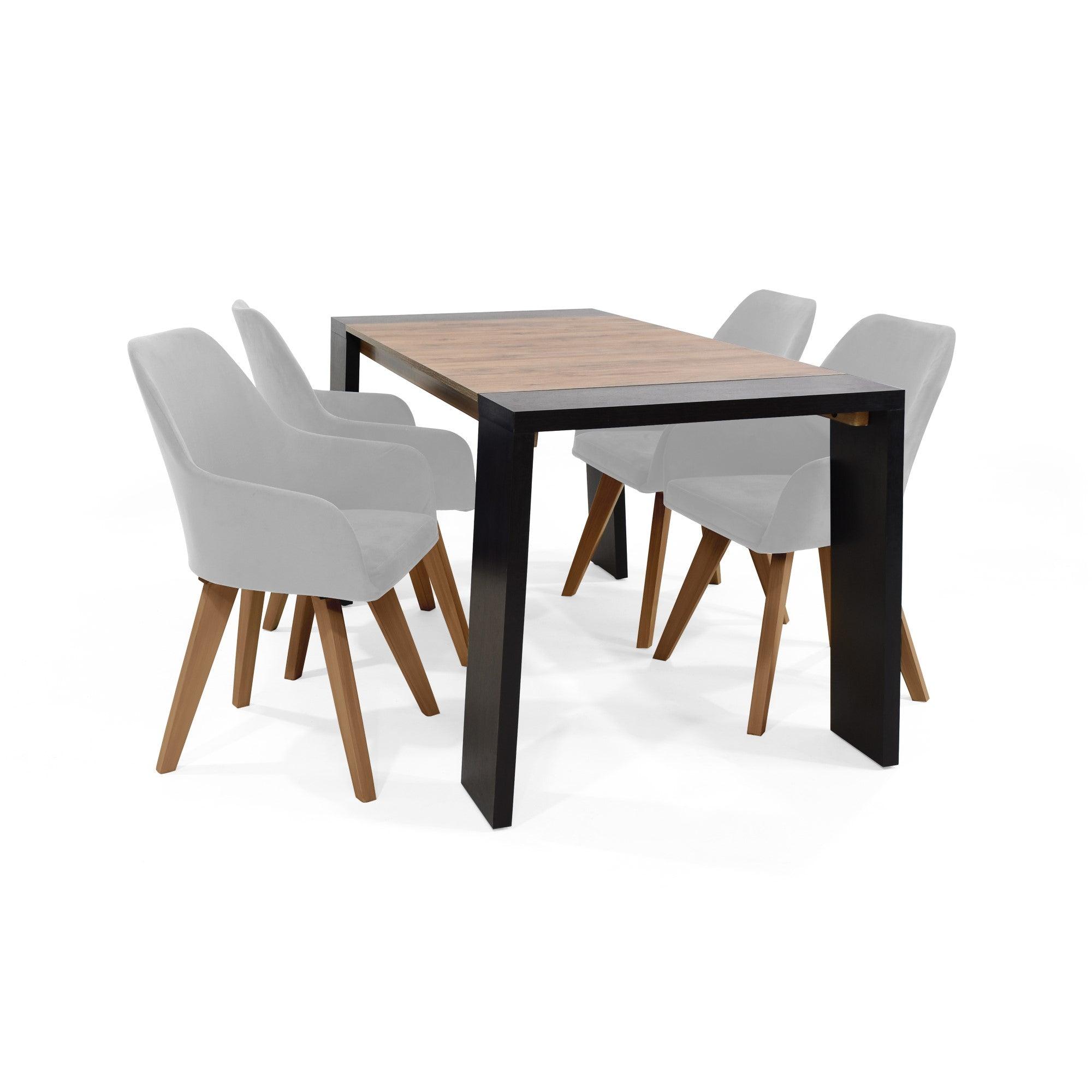 Juego de Comedor Chicago 4 Puestos con Sillas Murcia Tela Plata