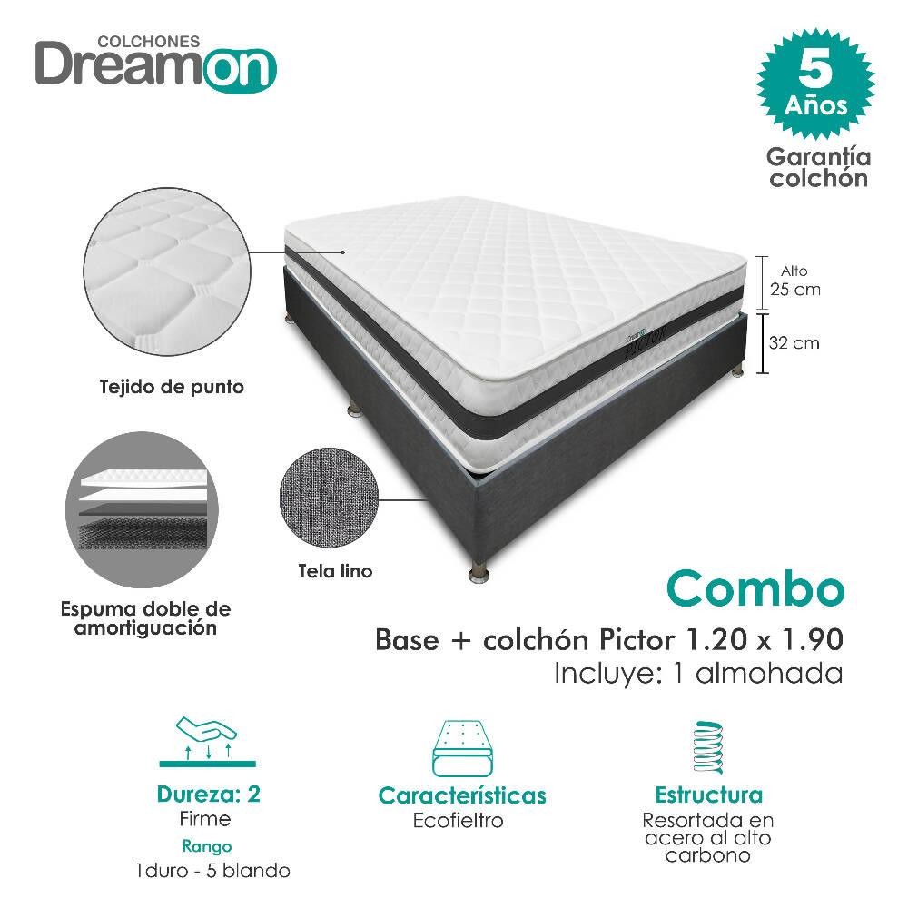 Colchón Con Base Dreamon Pictor Semidoble Firme - VIRTUAL MUEBLES