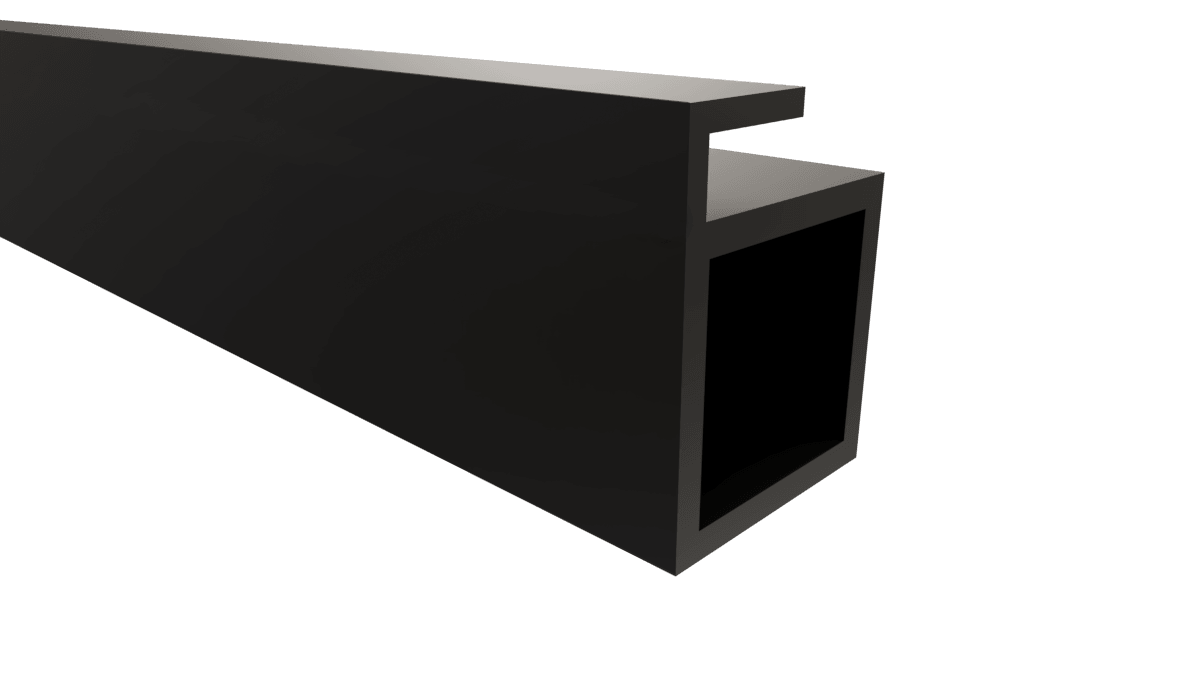 Perfil cubo modular soporte vidrio x 3m pintura negra - VIRTUAL MUEBLES