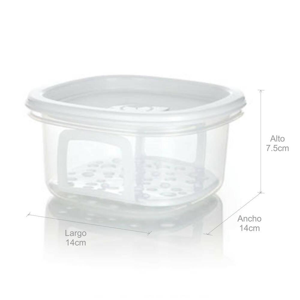 Recipiente Plus Cuadrado Con Bandeja 0.7L Blanco - VIRTUAL MUEBLES