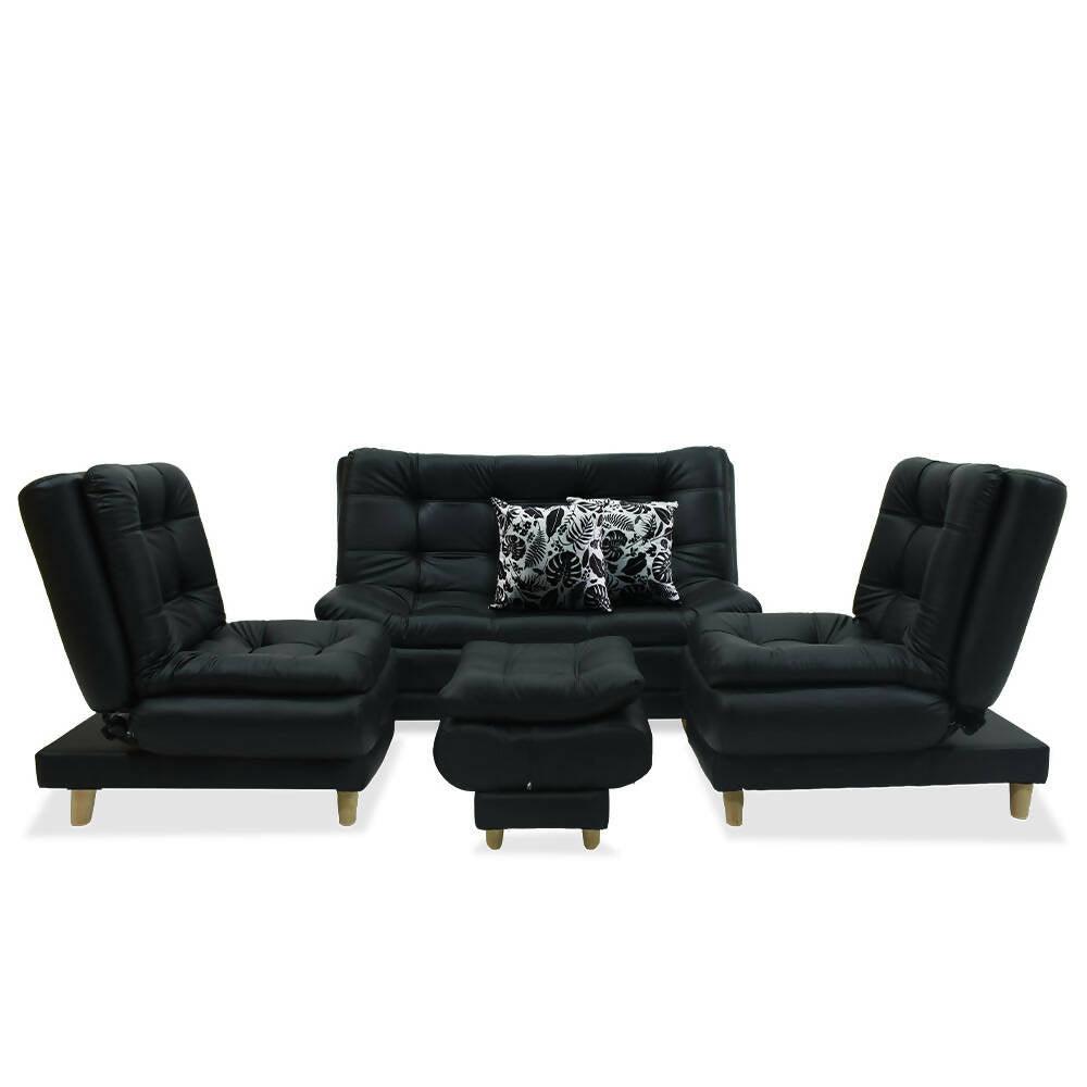 Sala Damasco mini negro sintético - VIRTUAL MUEBLES