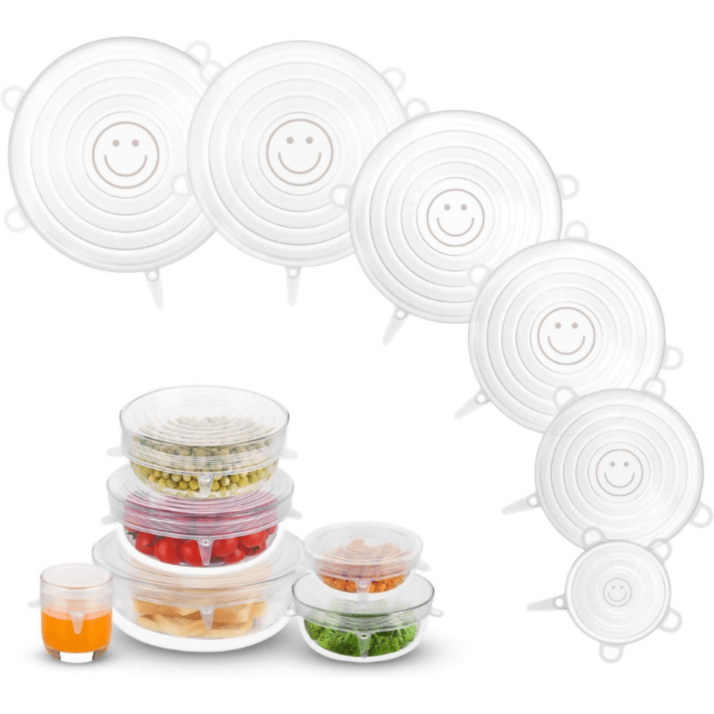Setx6 Tapas De Silicona Reutilizables Elásticas Redondas Alimentos - VIRTUAL MUEBLES