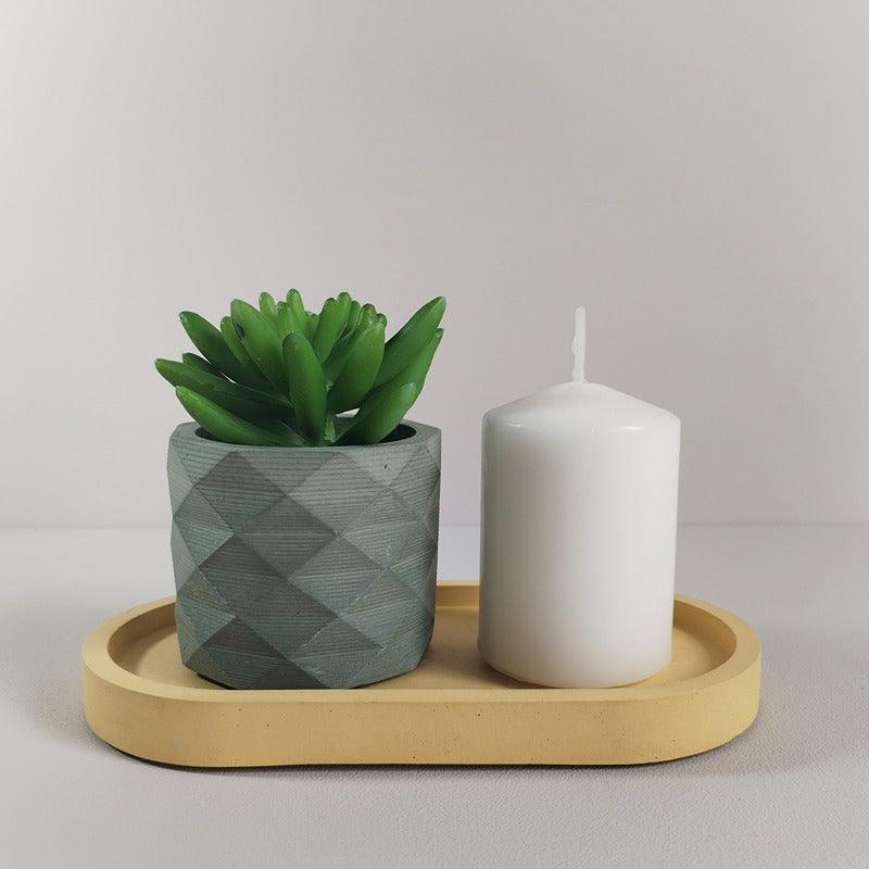 Matera Lira de Cemento 6x6.5 cm Verde Oliva - VIRTUAL MUEBLES