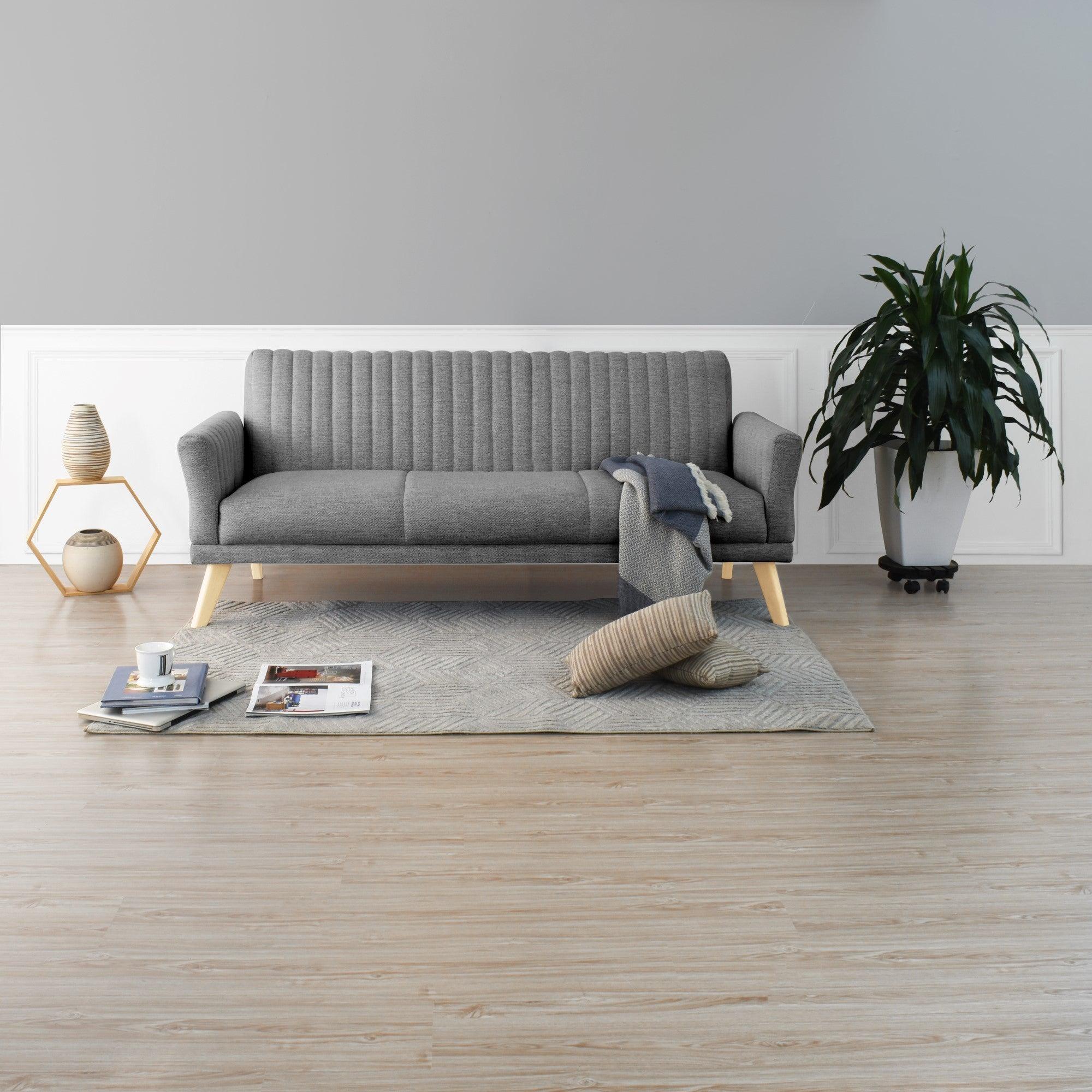 Sofá Cama Pensilvania Tela Poliester Gris - VIRTUAL MUEBLES