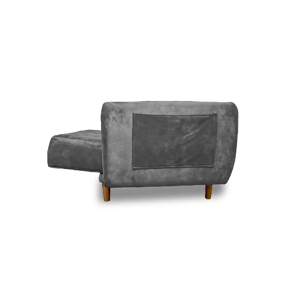 Sofá cama Volvo plata nobuk, patas de madera - VIRTUAL MUEBLES