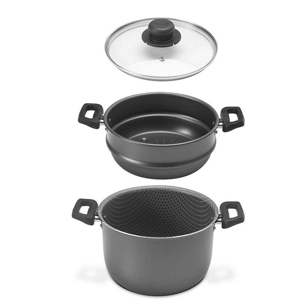 Olla Vaporera con Tapa Funcional 20 cm Gris - VIRTUAL MUEBLES