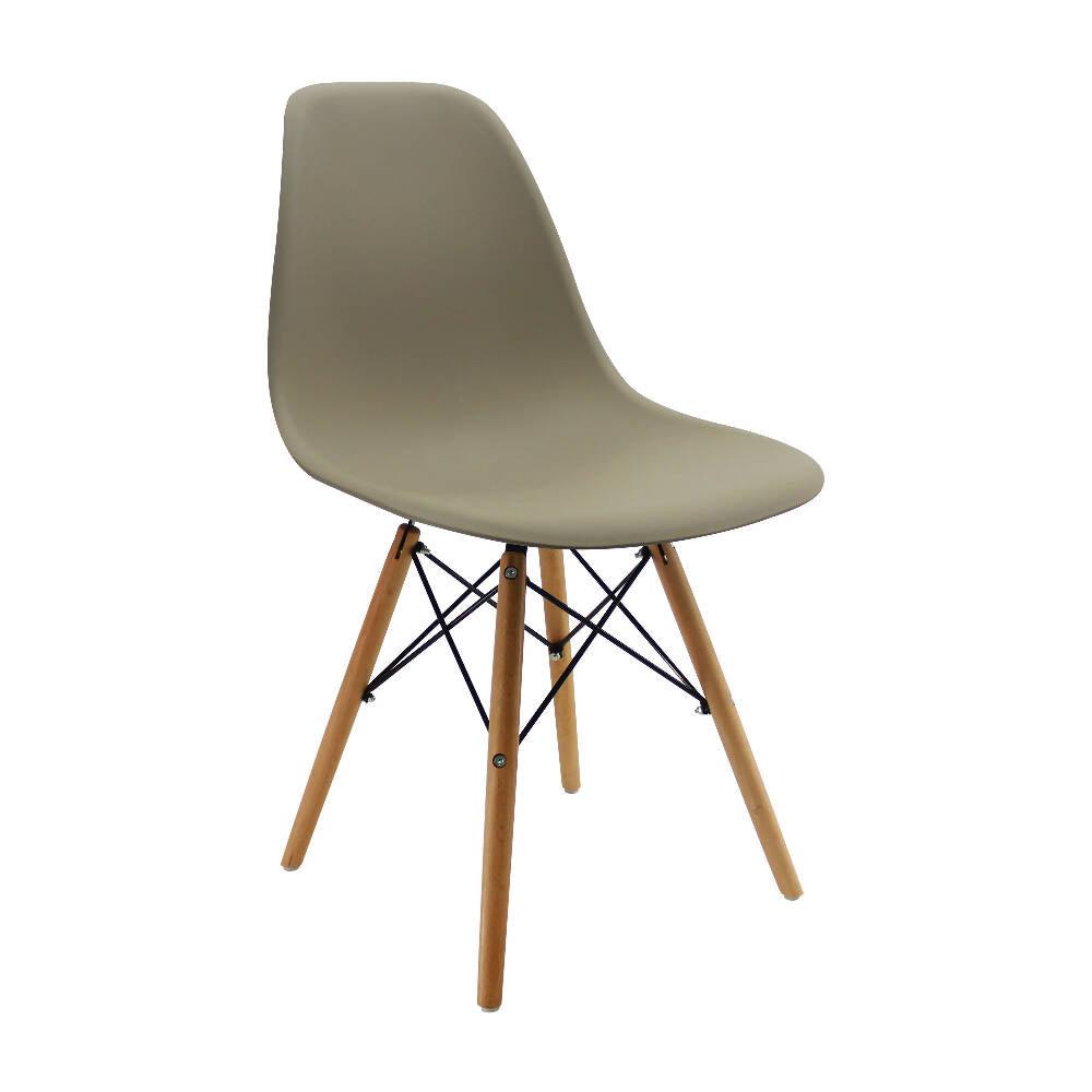 Kit por 2 sillas Eames Patas En Madera para comedor, sala, restaurante - Beige - VIRTUAL MUEBLES