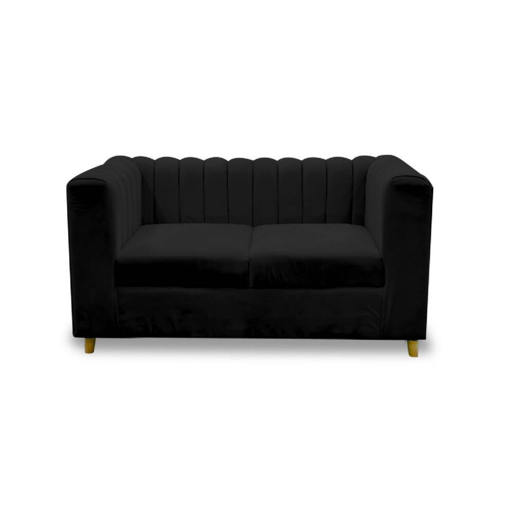Sala tres palacios negro, patas de madera - VIRTUAL MUEBLES